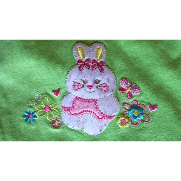 Girl's Size 6-9 M Months 3 Pc Green Okie Dokie Bunny Top, Pink Pants & Headband - Picture 5 of 7